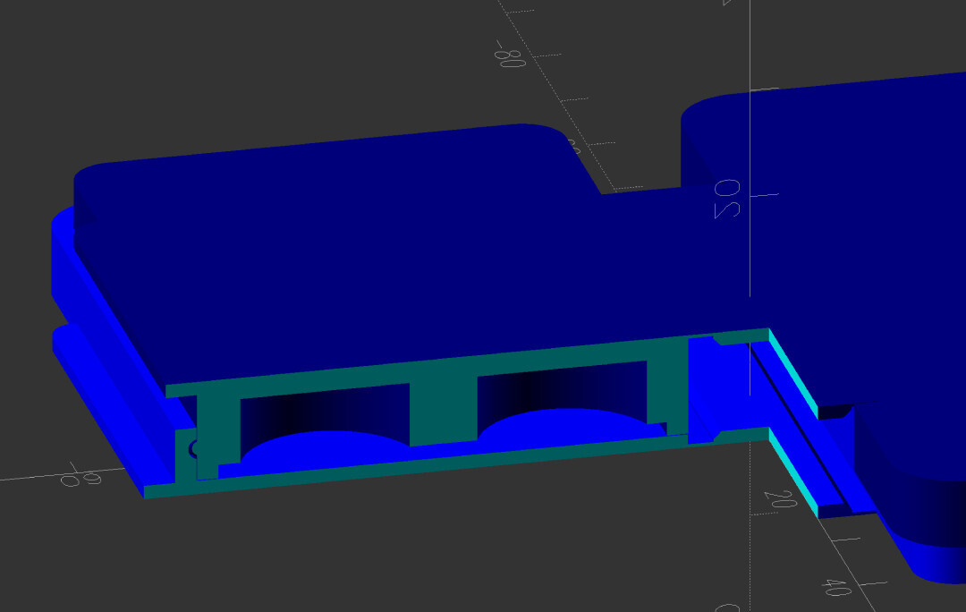 3D rendering of a 3/4 cutaway of a slim capsule case