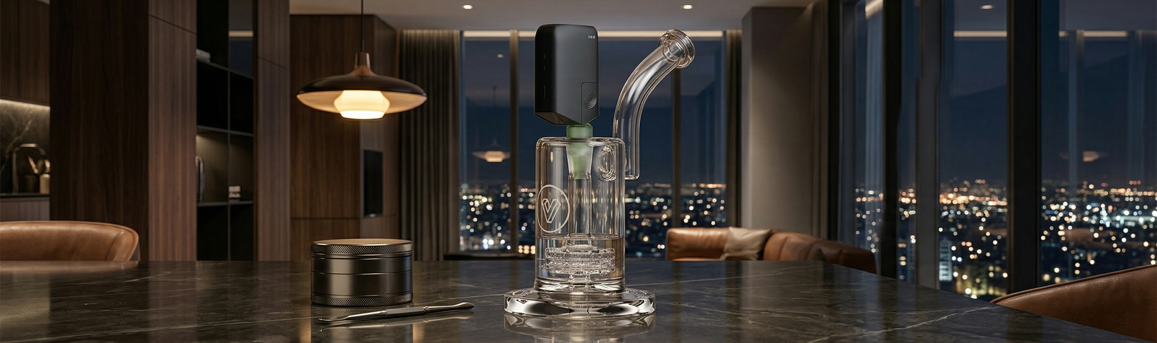 A portable dry herb vaporizer mounted on a glass water pipe, shown as a clean example of a vaporizer-to-glass setup. This hero image introduces the guide by visually representing the types of connections, adapters, and glass compatibility concepts covered throughout the article.